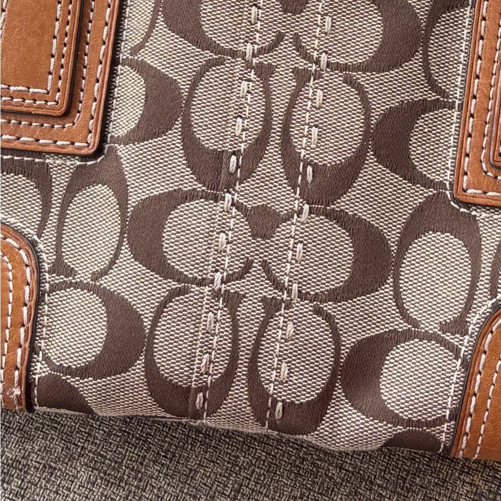 Coach Tan and Brown Signature Satchel - Picture 9 of 12